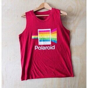 New Polaroid Men's X-Large Red Logo Graphic Tank Top